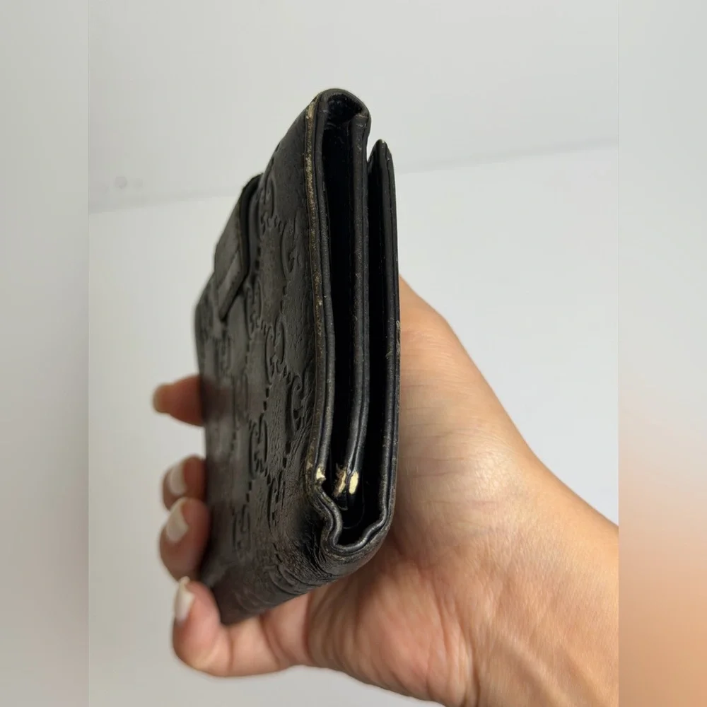 Gucci Guccissima Heart Embossed Black Leather Wallet